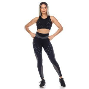 New Black Sports Bra & Leggings Set Multisize WM 18582-01